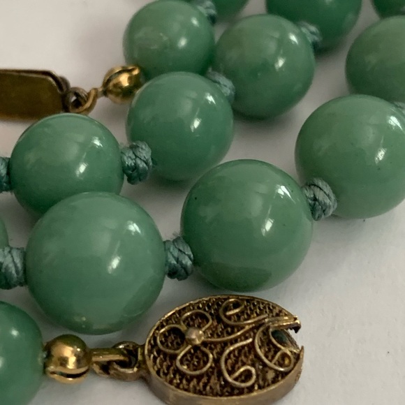 New vintage jade polished pearls beads necklace - Picture 10 of 12